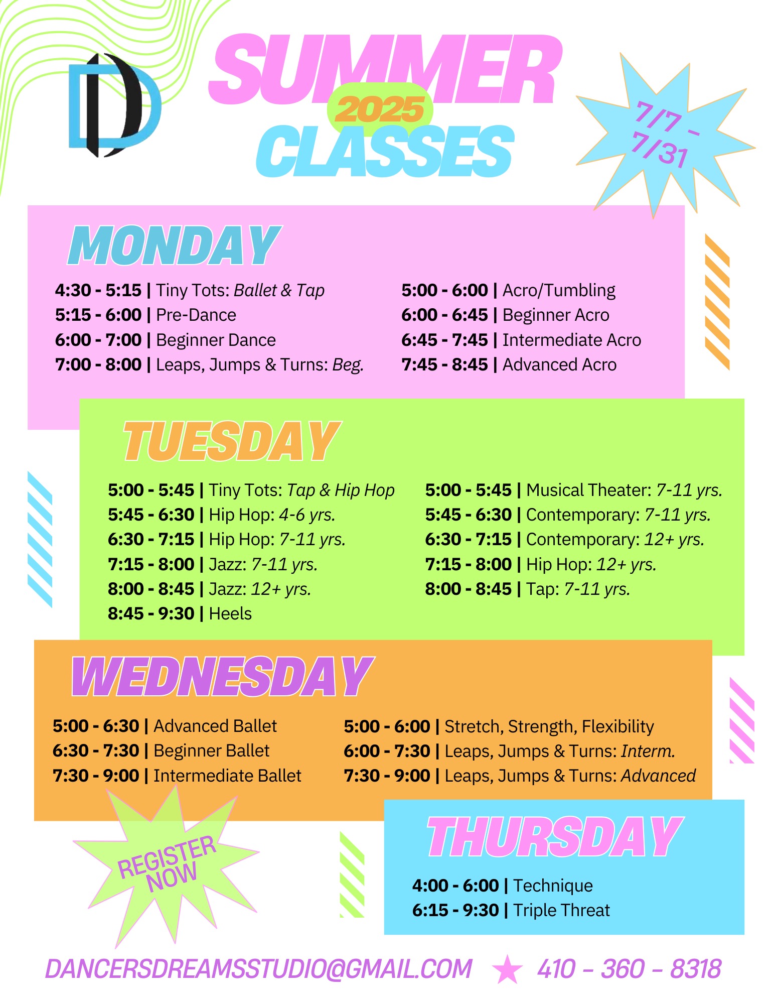 Summer Night Classes
