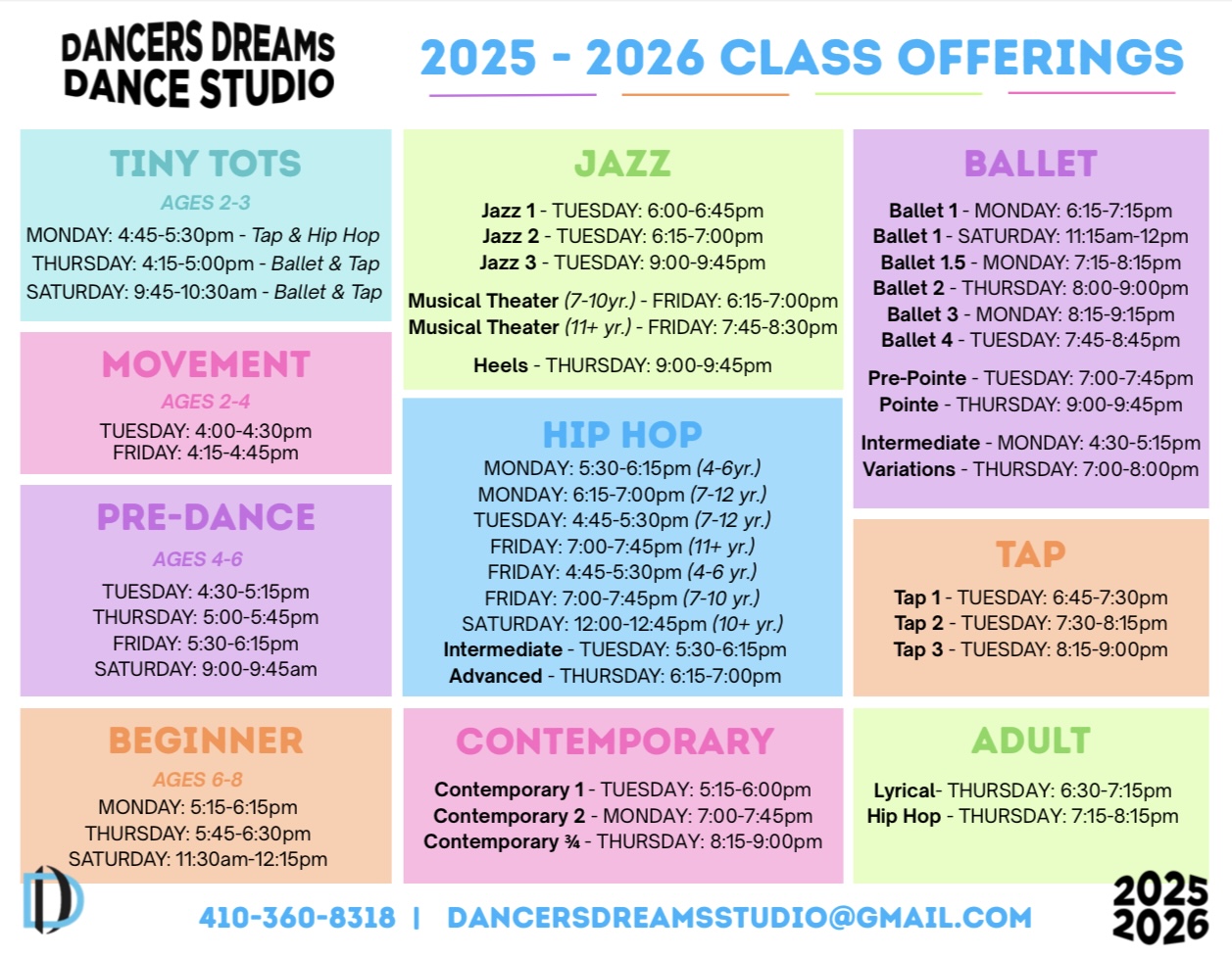 Schedule + Calendar | Dancers Dream